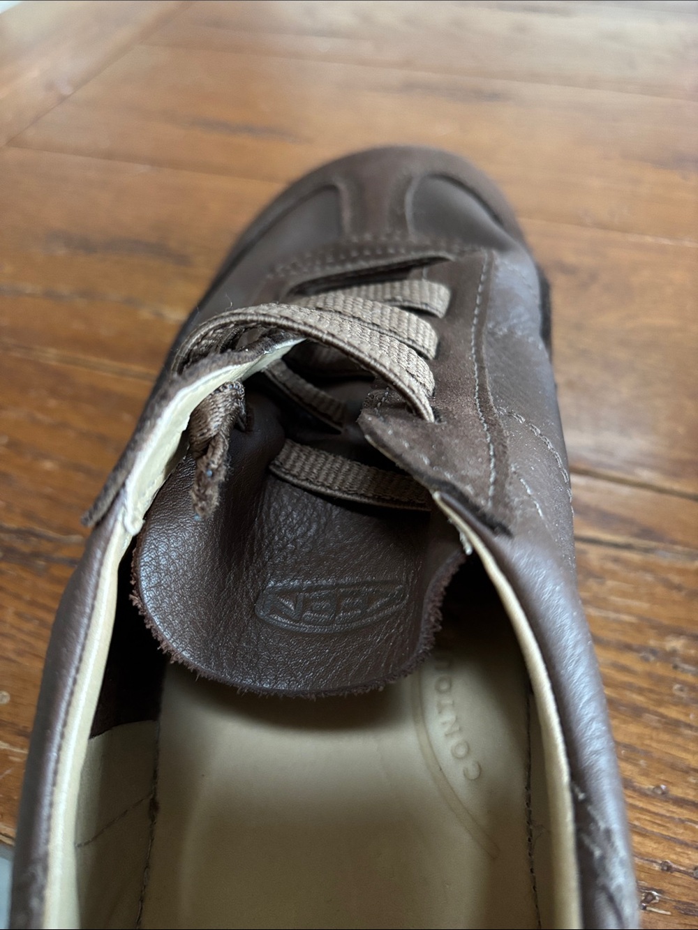 Keen KNX T-Toe Sneaker Men’s Dark Brown Leather Slip-on Comfy 1030625 Size 10.5 - Picture 14 of 15